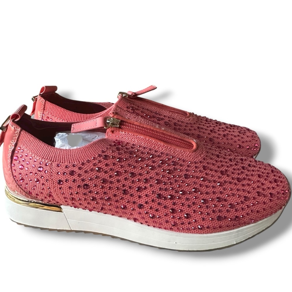 Kenneth Cole Reaction Cameron Zip Jewel Jogger Sneakers Women Sz 11 SUNSET PINK
